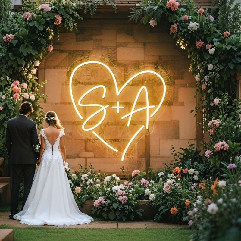 Custom Initials Heart LED Neon - Outdoor Lighting Halloween 评论和价格