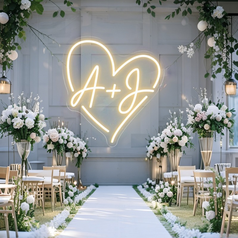 Custom Initials Heart LED Neon - Outdoor Lighting Halloween 评论和价格