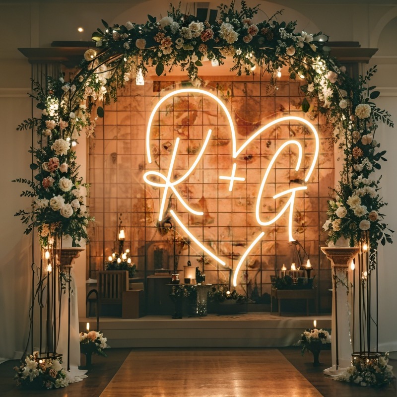 Custom Initials Heart LED Neon - Outdoor Lighting Halloween 评论和价格