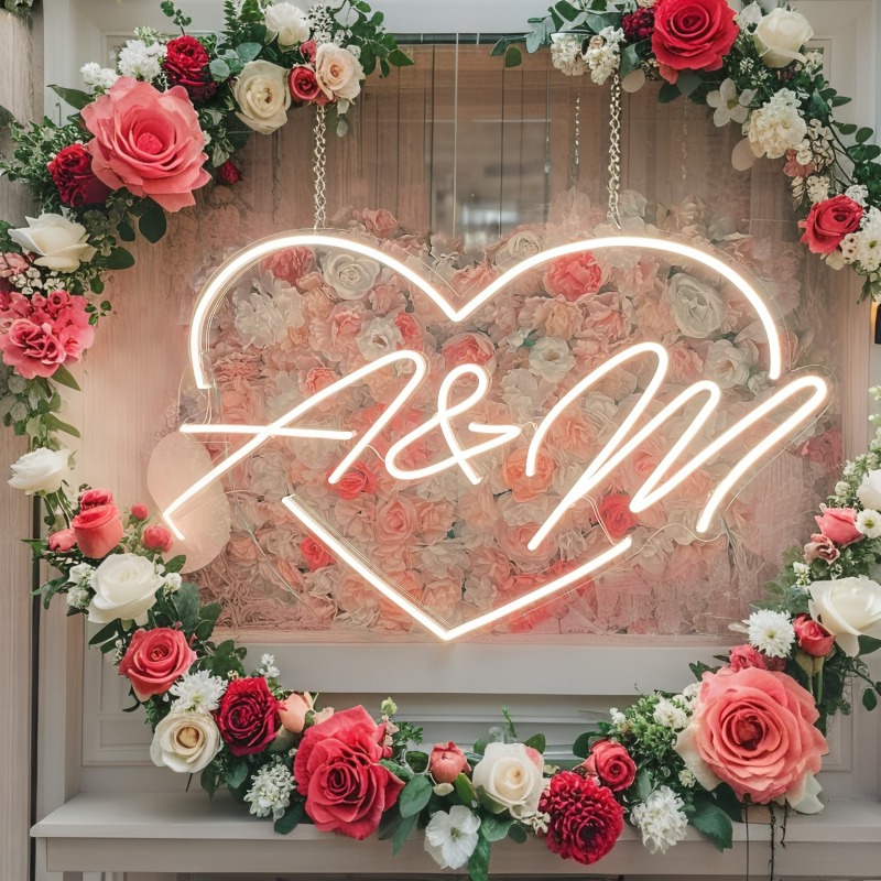 Custom Initials Heart LED Neon - Outdoor Lighting Halloween 评论和价格