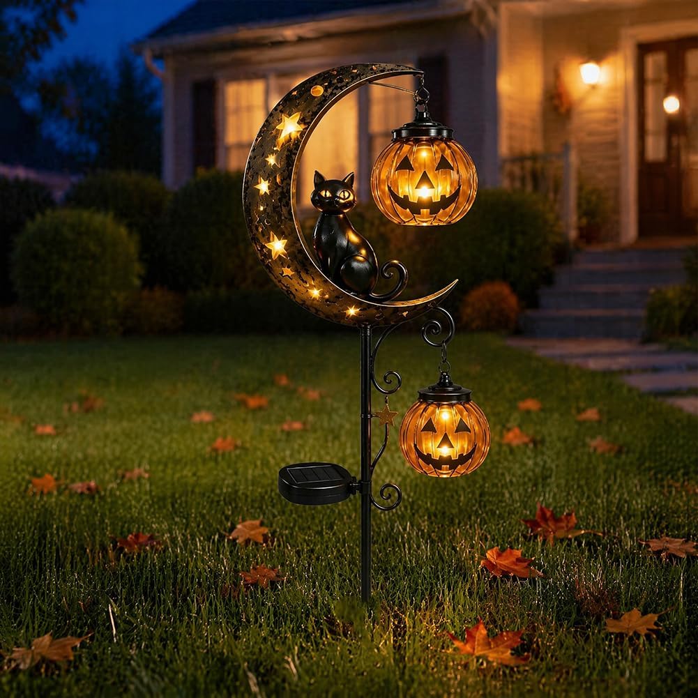 Solar Halloween Black Cat & Pu - Outdoor Lighting Halloween 评论和价格