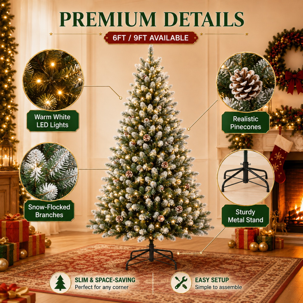 Pre-Lit Flocked Artificial Chr - Outdoor Lighting Tree 评论和价格