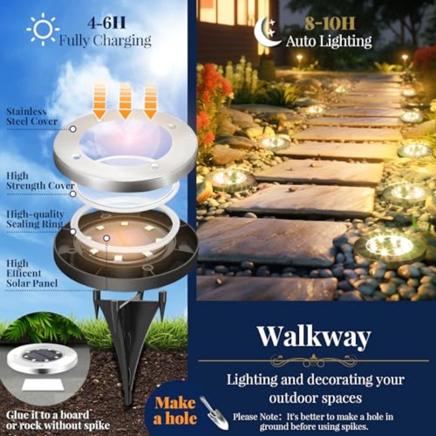Solar Ground Lights Solar Ligh - Outdoor Lighting Ground 评论和价格