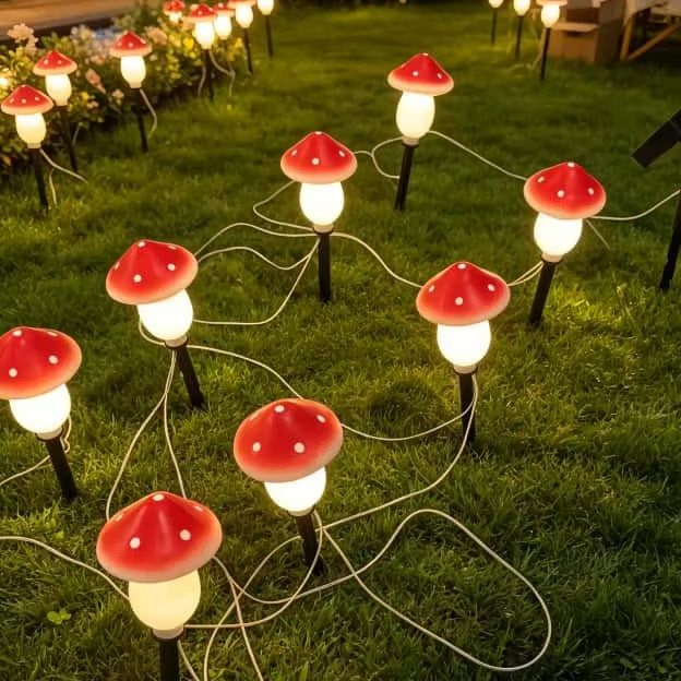 Solar Mushroom String Lights W - Outdoor Lighting Halloween 评论和价格