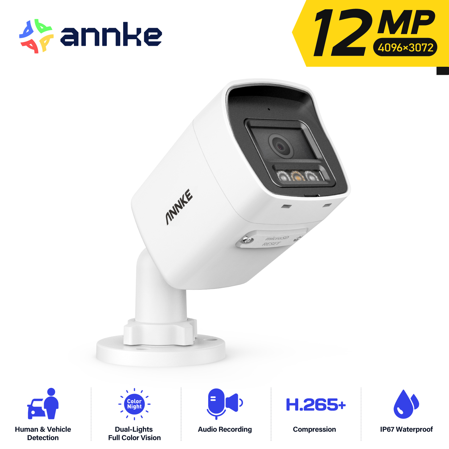 ANNKE 12MP PoE Security Camera - Outdoor Lighting Under Roof 评论和价格